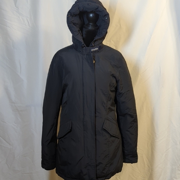 Woolrich Arctic Parka winter black hooded down coat women's size Large - Picture 1 of 16